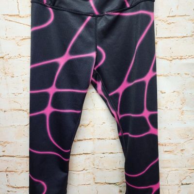 Kyodan Womens Capri Leggings Sz S Black Pink Stretch Workout Pants