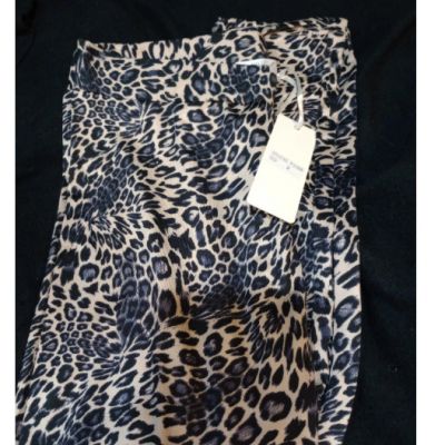 Julia Fashions Animal Print Cheetah Leggings Blac Grey NEW Yoga Skinny