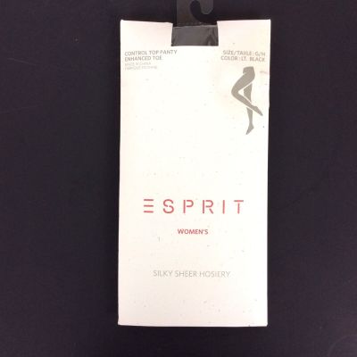 Esprit Silky Sheer Pantyhose Size GH Black Control Top Enhanced Toe Hosiery