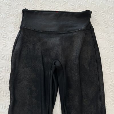 Spanx Women's Size XS Black Faux Leather Leggings 2437