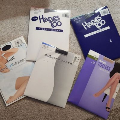 Lot Of 5 Pantyhose ( Late 1990's) Size CD. Hanes
