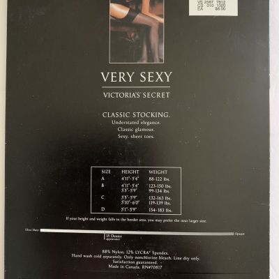 NIP, Victoria's Secret Very Sexy Classic Stocking Black 15 Denier Size B