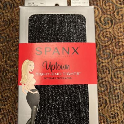 Spanx NWT Uptown Tight-End Bod Shaping BLACK  & SILVER  SPECK Tights Size B