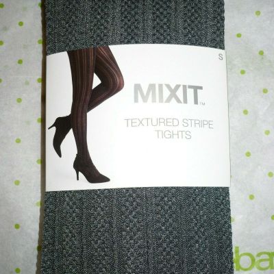 Mixit Women's Texture Stripe Tights Size Small Gray 1 Pair NEW