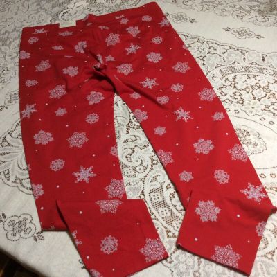 ??NWT Style & Co Macy’s Red White Snowflake Winter CHRISTMAS Stretch Leggings LG