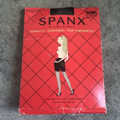 Spanx By Sara Blakely Extended Control Top Full Length Fishnet Size E Black