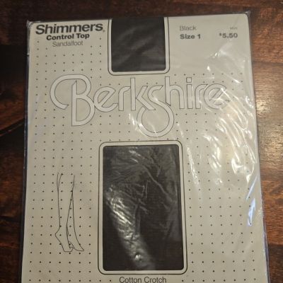 Vtg 1985 Shimmers Berkshire Black pantyhose size 1. New