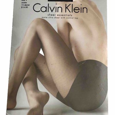 HTF Calvin Klein Sheer Essentials Pantyhose Control Top C “Smoke” 15 Denier 620f
