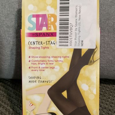 Star Power By Spanx Center Stage Shaping Tights Size G Navy High Waist New