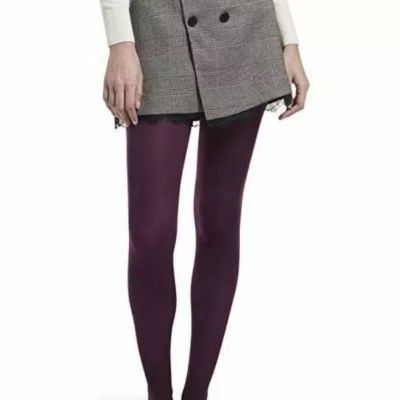 Hue Super Opaque Tights Size 1 Deep Burgundy 40 Denier Perfect Fit New NWT