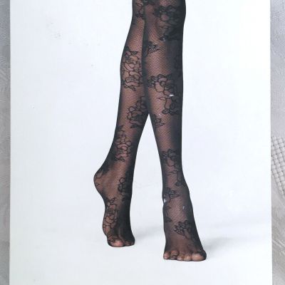 A New Day S/M Thigh High Hose Black Floral Lace Women's Target