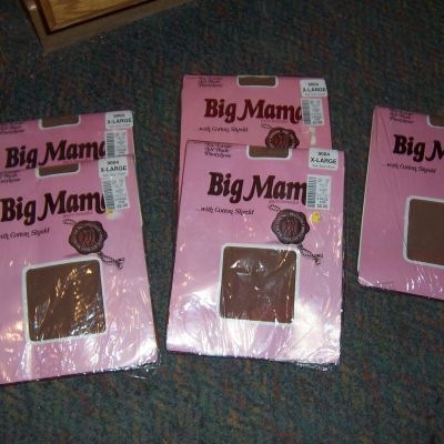 VINTAGE LOT OF FIVE (5) Pair BIG MAMA All Nude Pantyhose  - SIZE XL