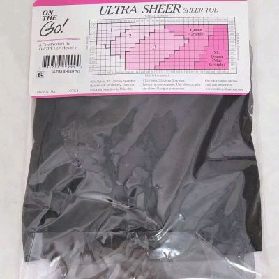 2 Pairs On The Go Ultra Sheer with Sheer Toe Off Size 1 Pantyhose Black & Coffee