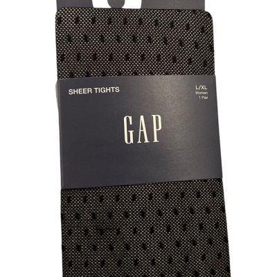 Gap Women Black Sheer Opaque Tights With Dots L/XL