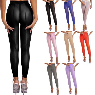 US Women Nylon Glossy Pantyhose Zipper See-through Stocking Tights Lingerie
