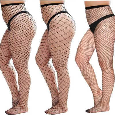 Womem'S Sexy Black Fishnet Tights plus Size Net Pantyhose Stockings