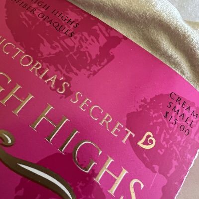 Victoria Secret Thigh Highs Microfiber Stockings Cream Opaque Small