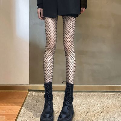 Pantyhose Hollow Out Match Skirt Rhombus Ladies High Stockings High Elasticity