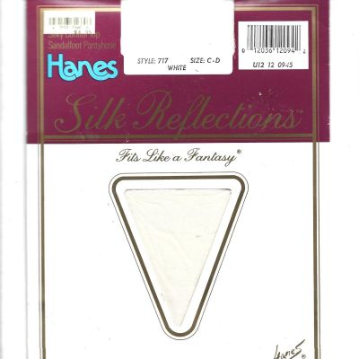 NEW Hanes Silk Reflections Control Top Sandalfoot Pantyhose, CD, White