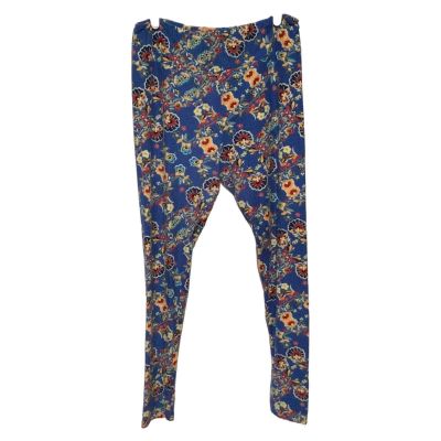 LuLaRoe ~ Women's Blue with Floral Designs Leggings ~ Size Tall and Curvy TC