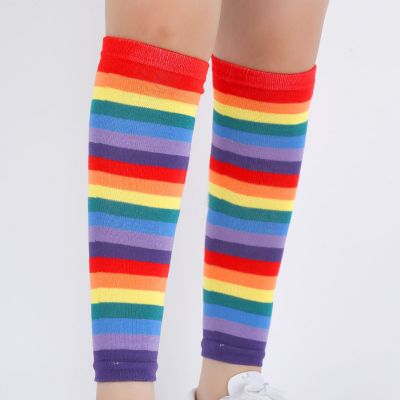 Knee Thigh High Socks/Arm Warmer Gloves with Colorful Striped for Party,Cosplay