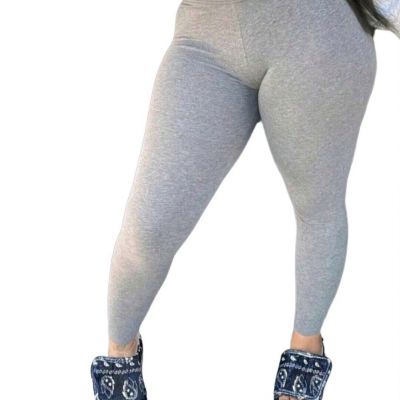 Womens Leggings Plus Size Long Leggings Solid Color Gray Available Sizes 2X-4X