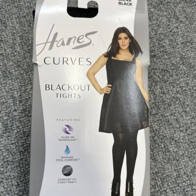 Hanes Curves Plus Size Blackout Tights 3X/4X HSP003