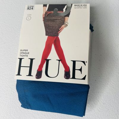 NWT Women's Hue Super Opaque Tights 1 Pair Size 1 Imperial Blue New