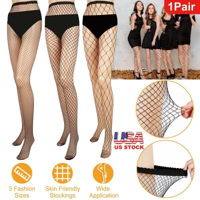 Womens High Waist Tights Fishnet Stockings Thigh High Pantyhose Ladies Mesh Net