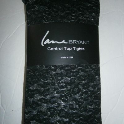 Lane Bryant Control Top Tights Black Sheer Animal Print Size A/B 165-235 Spandex