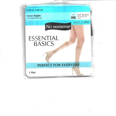 New No nonsense Essential Basics Knee Highs w/Reinforced Toe,Size One, Off Black
