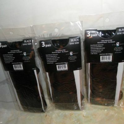 NEW by HARVE BENARD, BLACK, ONE SIZE SHEER KNEE-HIGHS (LOT OF 3 TOTALS 9 PAIRS)