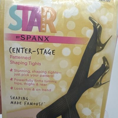 SPANX Star Power Center Stage-Patterned Shaping Tights Black Size G Ribbed Row