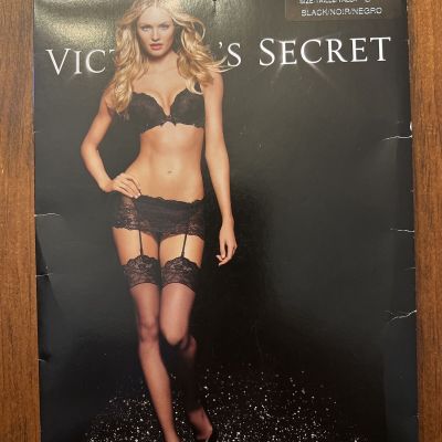 Vintage Victorias Secret Sexy Lace Top Stockings Black Sz B NIP
