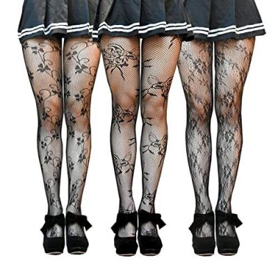 Floral Fishnet Stockings Patterned Tights Whimsigothic Fairycore Grunge Flowe...