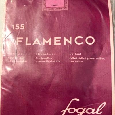 New FOGAL Flamenco Blk Wide Mesh Seamless Fishnet Tights Pantyhose Hosiery sz L