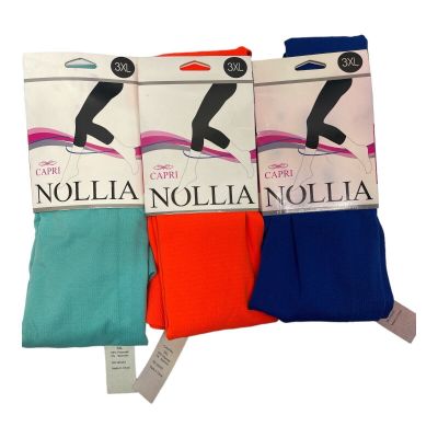 Nollia Women’s 3XL Blue Bright Orange Light Blue Capri Lightweight Cozy Leggings