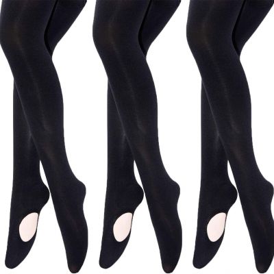 MANZI Womens Girls Solid Color Comfortable Convertible Ballet Tights 1-3 Pairs P