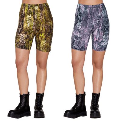 Women's Fashion Snake Print Active Stretch Sports Workout Yoga Biker Shorts
