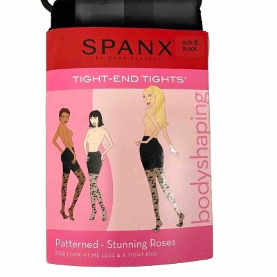 SPANX Tight End Tights Size B black Patterned Stunning Roses Body Shaping New