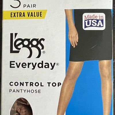 L'eggs Everyday Women's Nylon Pantyhose Control Top Panty Suntan 3 Pair Total