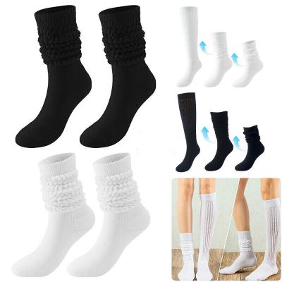Women Slouch Socks 80s 90s Long Scrunchable Sock Knit Knee High Legwarmer Winter