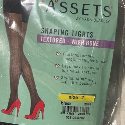 NWT Black Assets Shapping Tights - Wishbone Pattern. Size 2