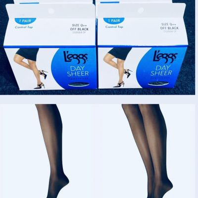 Lot of 4 Leggs Day Sheer Size Q++ Off Black Control Top Pantyhose