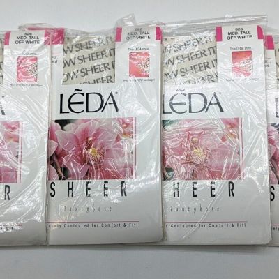 LEDA Ultra Sheer Uniquely Contoured Sandalfoot Pantyhose - Off White - 4 pack