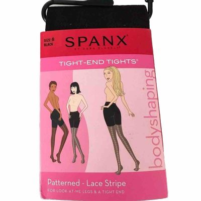 SPANX Tight End Tights  Size  B Patterned Lace-Stripe Body Shaping Black New