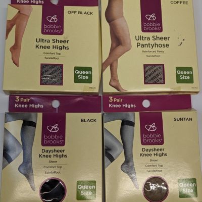 Bobbie Brooks Queen Knee High Pantyhose New In Package Ultra Sheer Daysheer