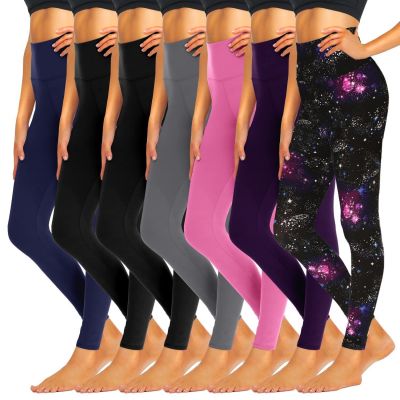 7 Pack Leggings for Women, High Waisted Soft Black Yoga Leggings for Workout ...