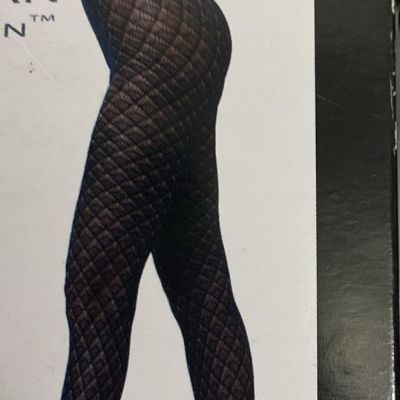 Kardashian Kollection NWT/NIP Black Fishnet Pantyhose Plume Net Tight Blk/Navy S
