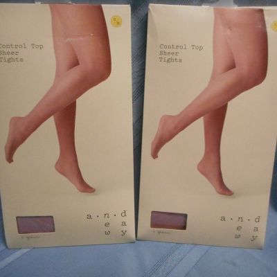 A NEW DAY AND CONTROL TOP SHEER TIGHTS SIZE S M SM BLACKBERRY CREAM  LOT OF 2